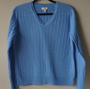 Kim Rogers Periwinkle Blue V Neck Cable Knit